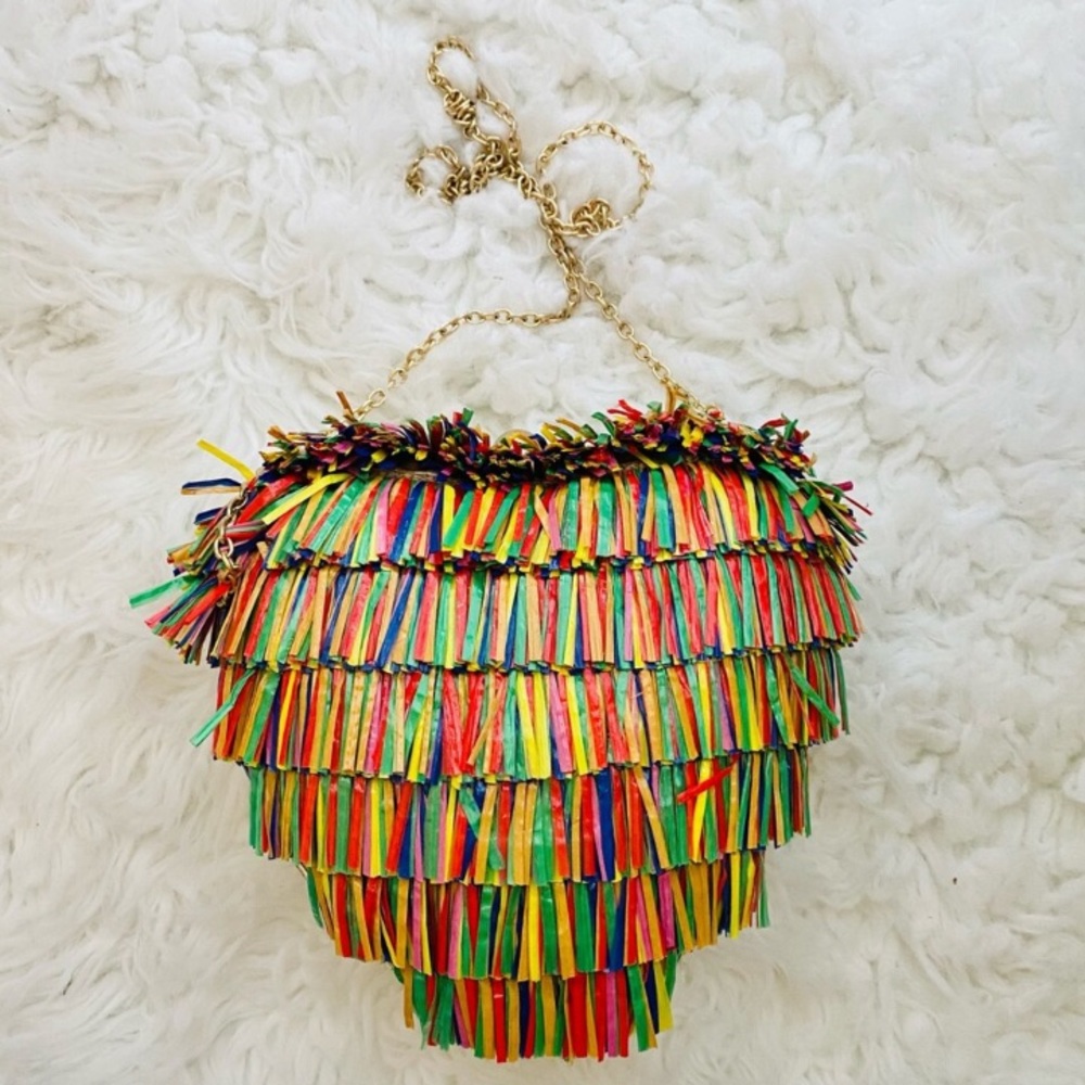 BETSEY JOHNSON Heart Shaped Fringed Cross-Body Clutch Handbag